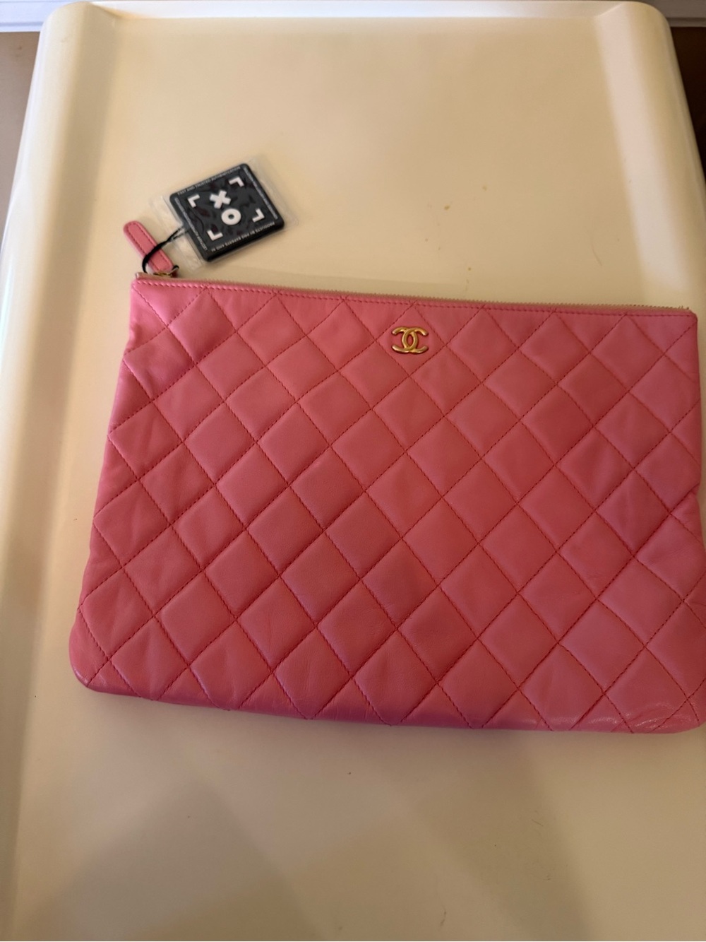 Chanel O Case Pink Quilted Lambskin Clutch/Pouch